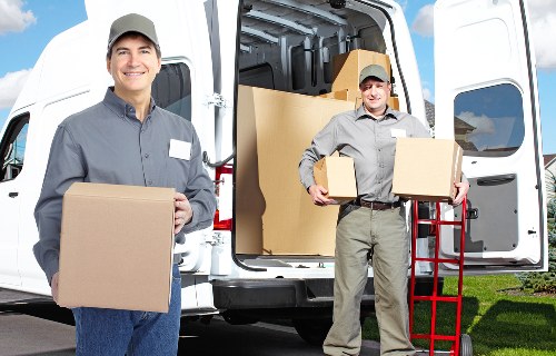 Charity donation items being prepared from storage for reuse