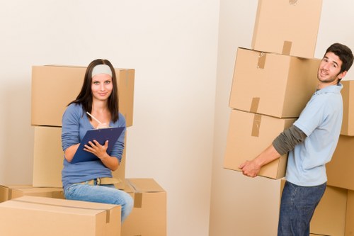 Professional man and van loading furniture in Manorpark