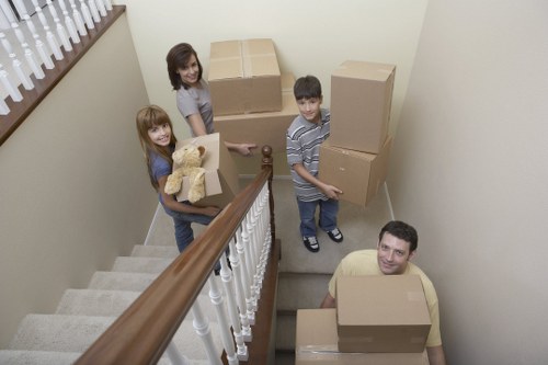 Moving van prepared for removals in Manorpark residential area